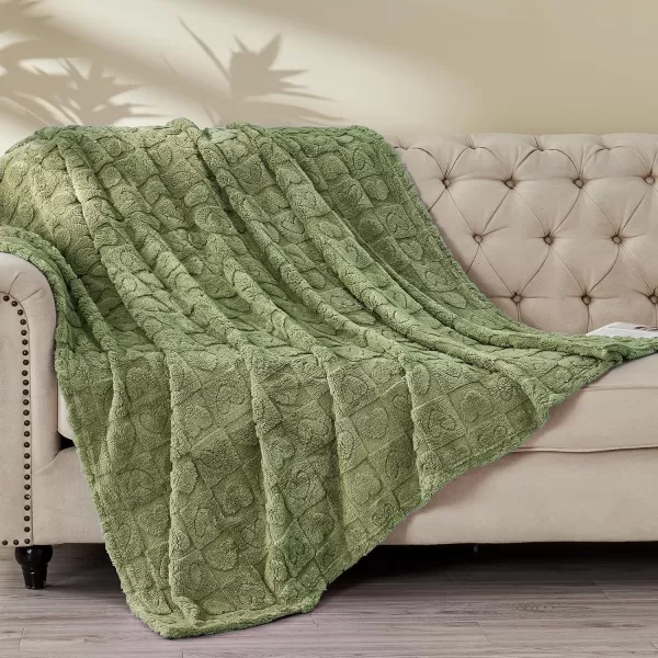 imageFY FIBER HOUSE Throw Blankets with Heart CheckeredSoft Warm Blankets for Lover Mom Father GiftsWashable Lightweight Fuzzy Blanket for Couch Sofa Bed All SeasonSage Green90quotx108quotSage
