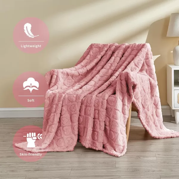 imageFY FIBER HOUSE Throw Blankets with Heart CheckeredSoft Warm Blankets for Lover Mom Father GiftsWashable Lightweight Fuzzy Blanket for Couch Sofa Bed All SeasonSage Green90quotx108quotPink