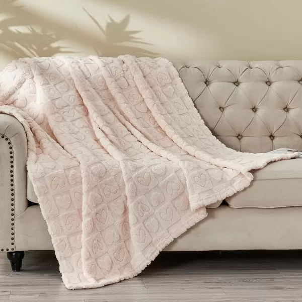 imageFY FIBER HOUSE Throw Blankets with Heart CheckeredSoft Warm Blankets for Lover Mom Father GiftsWashable Lightweight Fuzzy Blanket for Couch Sofa Bed All SeasonSage Green90quotx108quotBeige
