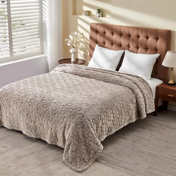 imageFY FIBER HOUSE Throw Blankets with Heart CheckeredSoft Warm Blankets for Lover Mom Father GiftsWashable Lightweight Fuzzy Blanket for Couch Sofa Bed All SeasonSage Green90quotx108quotCamel