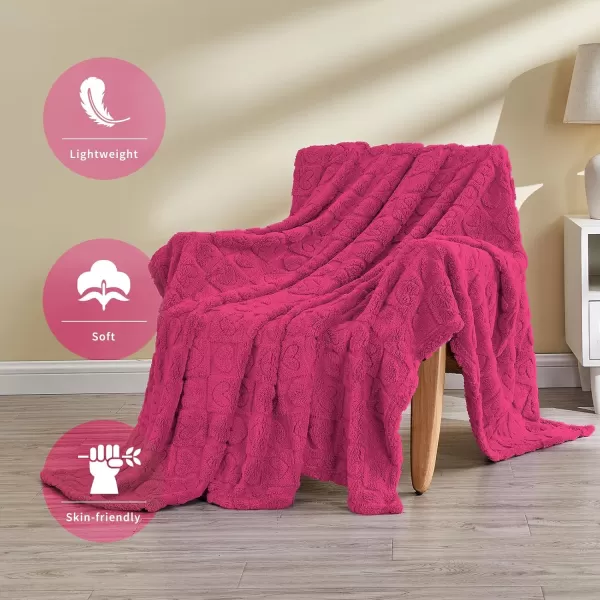 imageFY FIBER HOUSE Throw Blankets with Heart CheckeredSoft Warm Blankets for Lover Mom Father GiftsWashable Lightweight Fuzzy Blanket for Couch Sofa Bed All SeasonSage Green90quotx108quotHot Pink