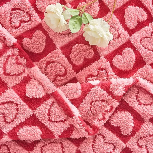imageFY FIBER HOUSE Throw Blankets with Heart CheckeredSoft Warm Blankets for Lover Mom Father GiftsWashable Lightweight Fuzzy Blanket for Couch Sofa Bed All SeasonSage Green90quotx108quotPink Fuchsia