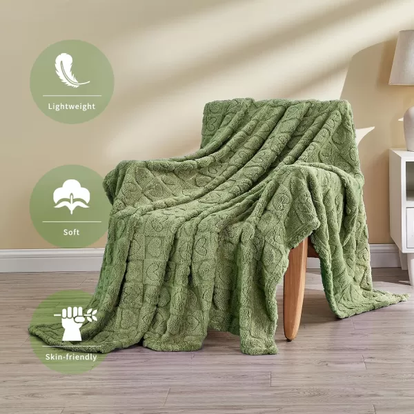 imageFY FIBER HOUSE Throw Blankets with Heart CheckeredSoft Warm Blankets for Lover Mom Father GiftsWashable Lightweight Fuzzy Blanket for Couch Sofa Bed All SeasonSage Green90quotx108quotSage