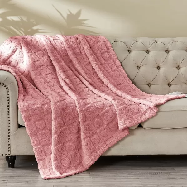 imageFY FIBER HOUSE Throw Blankets with Heart CheckeredSoft Warm Blankets for Lover Mom Father GiftsWashable Lightweight Fuzzy Blanket for Couch Sofa Bed All SeasonSage Green90quotx108quotPink