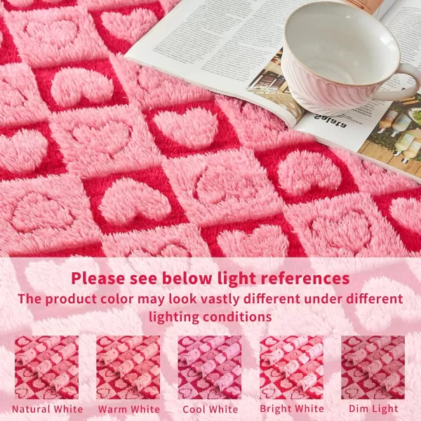 imageFY FIBER HOUSE Throw Blankets with Heart CheckeredSoft Warm Blankets for Lover Mom Father GiftsWashable Lightweight Fuzzy Blanket for Couch Sofa Bed All SeasonSage Green90quotx108quotPink Fuchsia