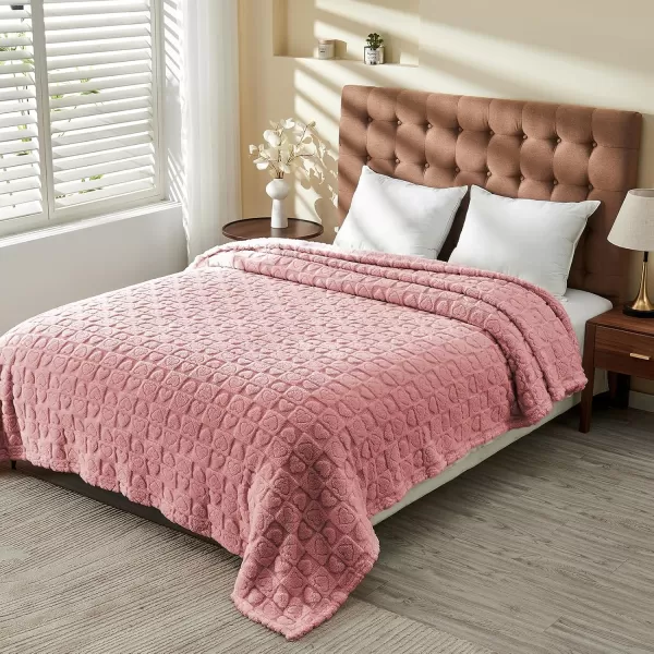 imageFY FIBER HOUSE Throw Blankets with Heart CheckeredSoft Warm Blankets for Lover Mom Father GiftsWashable Lightweight Fuzzy Blanket for Couch Sofa Bed All SeasonSage Green90quotx108quotPink