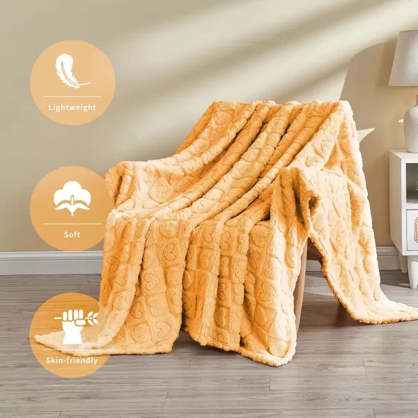 imageFY FIBER HOUSE Throw Blankets with Heart CheckeredSoft Warm Blankets for Lover Mom Father GiftsWashable Lightweight Fuzzy Blanket for Couch Sofa Bed All SeasonSage Green90quotx108quotOrange