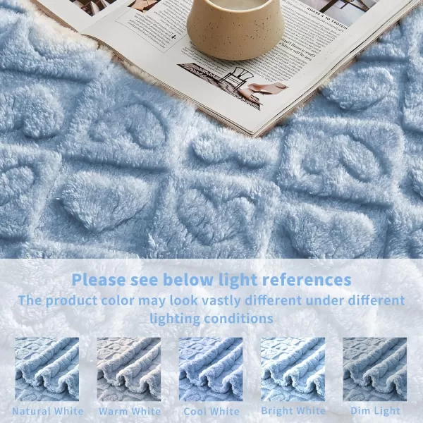 imageFY FIBER HOUSE Throw Blankets with Heart CheckeredSoft Warm Blankets for Lover Mom Father GiftsWashable Lightweight Fuzzy Blanket for Couch Sofa Bed All SeasonSage Green90quotx108quotLight Blue