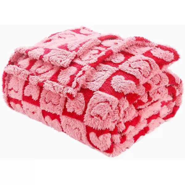 imageFY FIBER HOUSE Throw Blankets with Heart CheckeredSoft Warm Blankets for Lover Mom Father GiftsWashable Lightweight Fuzzy Blanket for Couch Sofa Bed All SeasonSage Green90quotx108quotPink Fuchsia