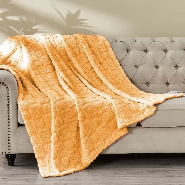 imageFY FIBER HOUSE Throw Blankets with Heart CheckeredSoft Warm Blankets for Lover Mom Father GiftsWashable Lightweight Fuzzy Blanket for Couch Sofa Bed All SeasonSage Green90quotx108quotOrange