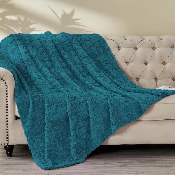 imageFY FIBER HOUSE Throw Blankets with Heart CheckeredSoft Warm Blankets for Lover Mom Father GiftsWashable Lightweight Fuzzy Blanket for Couch Sofa Bed All SeasonSage Green90quotx108quotUmber Blue