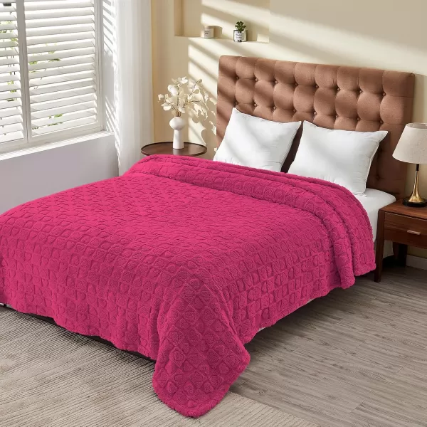 imageFY FIBER HOUSE Throw Blankets with Heart CheckeredSoft Warm Blankets for Lover Mom Father GiftsWashable Lightweight Fuzzy Blanket for Couch Sofa Bed All SeasonSage Green90quotx108quotHot Pink