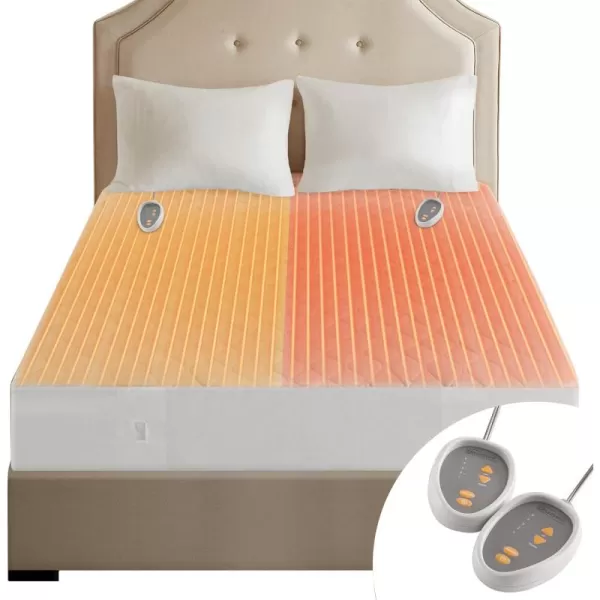 imageBeautyrest Cotton Blend Heated Mattress Pad Secure Comfort Technology  Luxury Quilted Electric Mattress Pad with Deep Pocket  5Setting Heat Controllers Twin XL  WhiteCalifornia King