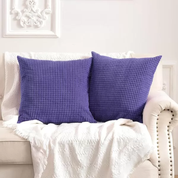imageFY FIBER HOUSE Pack of 2 Comfy Corduroy Corn Granules Throw Pillow Covers Christmas Decorative Square Cushion Pillowcase for Couch Sofa Bed 16 X 16 Inch Bean GreenLavender