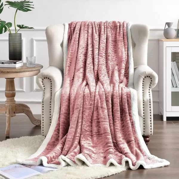 imageFY FIBER HOUSE Sherpa Fleece Plush Throw Blanket Super Warm Soft Cozy Fuzzy Microfiber for Couch Bed with Cobblestone Print 50quotX60quot Pink