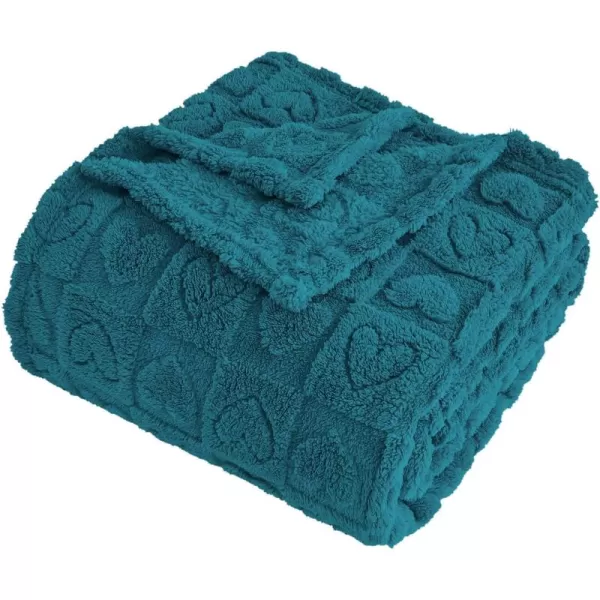 imageFY FIBER HOUSE Throw Blankets with Heart CheckeredSoft Warm Blankets for Lover Mom Father GiftsWashable Lightweight Fuzzy Blanket for Couch Sofa Bed All SeasonSage Green90quotx108quotUmber Blue