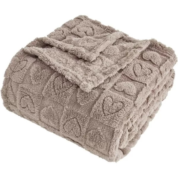 imageFY FIBER HOUSE Throw Blankets with Heart CheckeredSoft Warm Blankets for Lover Mom Father GiftsWashable Lightweight Fuzzy Blanket for Couch Sofa Bed All SeasonSage Green90quotx108quotCamel