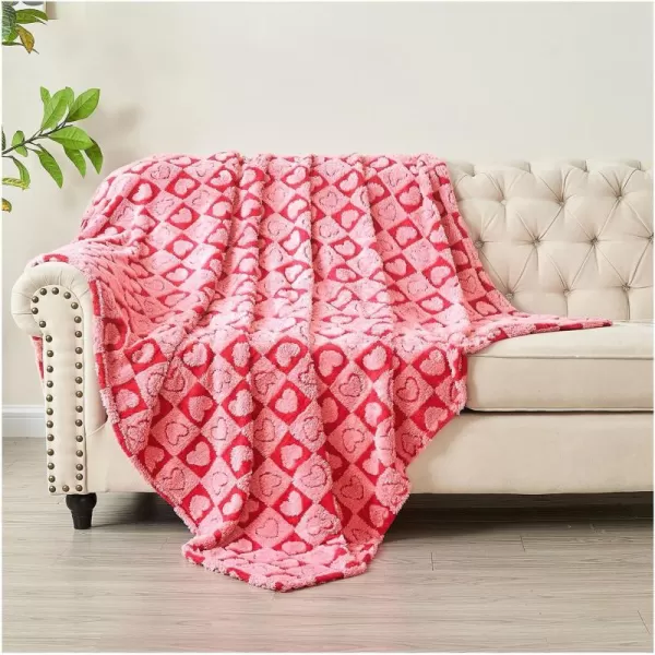 imageFY FIBER HOUSE Throw Blankets with Heart CheckeredSoft Warm Blankets for Lover Mom Father GiftsWashable Lightweight Fuzzy Blanket for Couch Sofa Bed All SeasonSage Green90quotx108quotPink Fuchsia