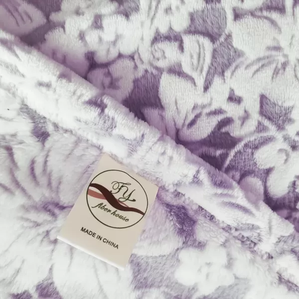 imageFY FIBER HOUSE Flannel Fleece Throw Blanket Super Soft Lightweight Microfiber with Flower Print for Couch 50quotX60quot LavenderLavender