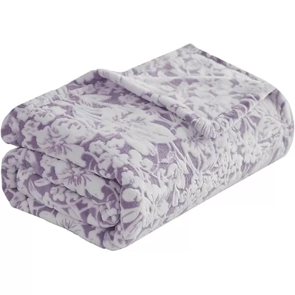 imageFY FIBER HOUSE Flannel Fleece Throw Blanket Super Soft Lightweight Microfiber with Flower Print for Couch 50quotX60quot LavenderLavender
