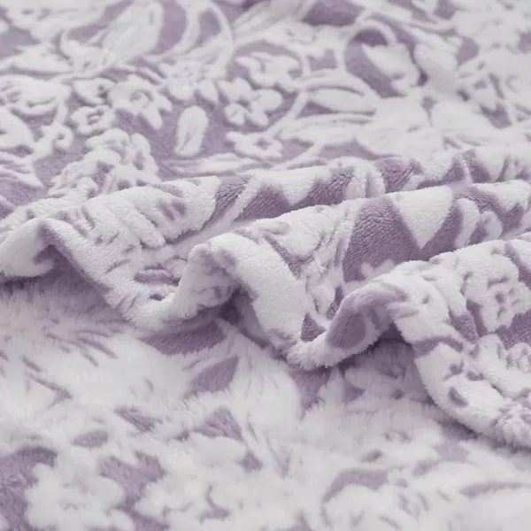 imageFY FIBER HOUSE Flannel Fleece Throw Blanket Super Soft Lightweight Microfiber with Flower Print for Couch 50quotX60quot LavenderLavender
