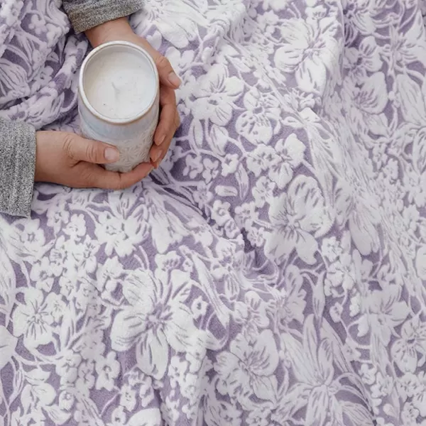 imageFY FIBER HOUSE Flannel Fleece Throw Blanket Super Soft Lightweight Microfiber with Flower Print for Couch 50quotX60quot LavenderLavender
