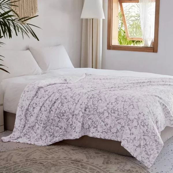 imageFY FIBER HOUSE Flannel Fleece Throw Blanket Super Soft Lightweight Microfiber with Flower Print for Couch 50quotX60quot LavenderLavender