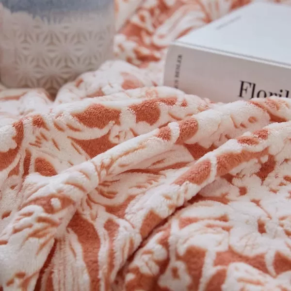 imageFY FIBER HOUSE Flannel Fleece Throw Blanket Super Soft Lightweight Microfiber with Flower Print for Couch 50quotX60quot LavenderOrange