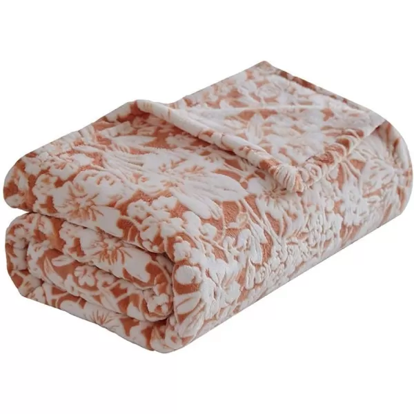 imageFY FIBER HOUSE Flannel Fleece Throw Blanket Super Soft Lightweight Microfiber with Flower Print for Couch 50quotX60quot LavenderOrange