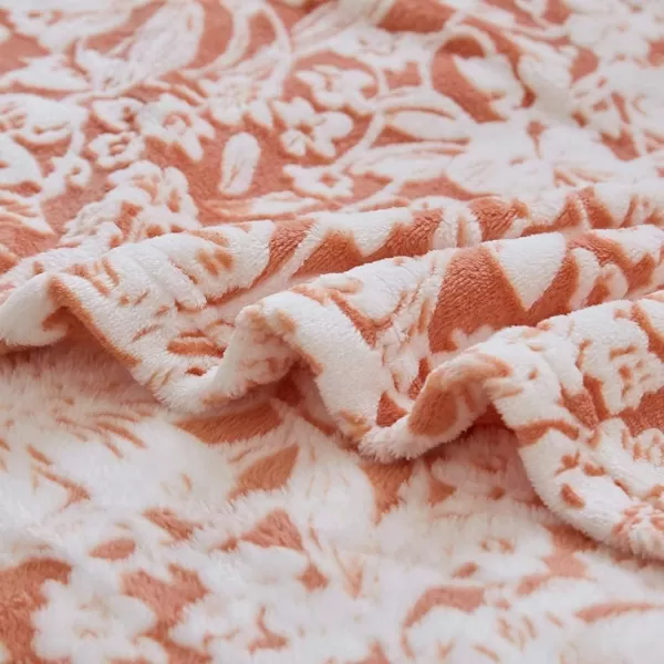 imageFY FIBER HOUSE Flannel Fleece Throw Blanket Super Soft Lightweight Microfiber with Flower Print for Couch 50quotX60quot LavenderOrange