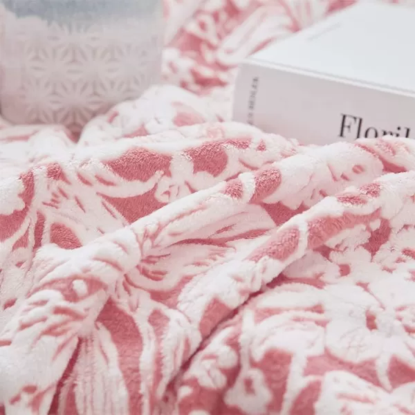 imageFY FIBER HOUSE Flannel Fleece Throw Blanket Super Soft Lightweight Microfiber with Flower Print for Couch 50quotX60quot LavenderPeach
