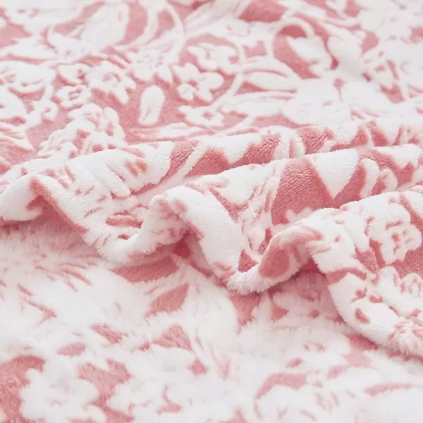 imageFY FIBER HOUSE Flannel Fleece Throw Blanket Super Soft Lightweight Microfiber with Flower Print for Couch 50quotX60quot LavenderPeach