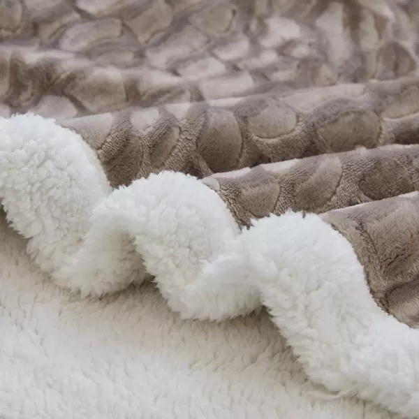 imageFY FIBER HOUSE Sherpa Fleece Plush Throw Blanket Super Warm Soft Cozy Fuzzy Microfiber for Couch Bed with Cobblestone Print 50quotX60quot Taupe