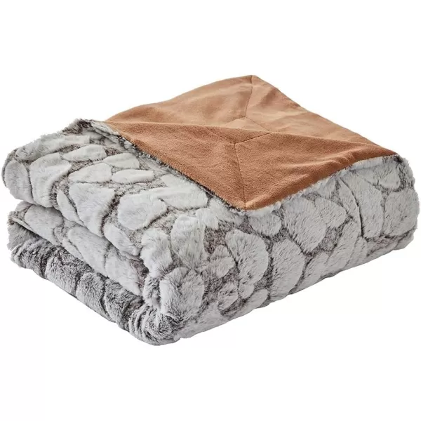imageFY FIBER HOUSE Super Soft Rabbit Faux Fur Fleece Throw Blanket Thick Luxurious Faux Fur Plush Warm Fuzzy with Stone Pattern for Bed Sofa 50quotX60quot Cappuccino