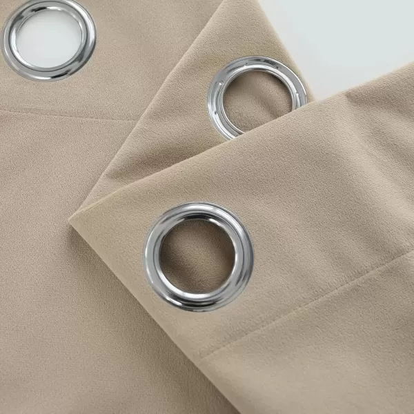 imageFY FIBER HOUSE 100 Blackout Curtains Summer Home Decoration Window Treatment Thermal Insulated Solid Grommet Velvet DraperiesDrape for Kitchen2 Panels42 by 84 InchPinkBeige