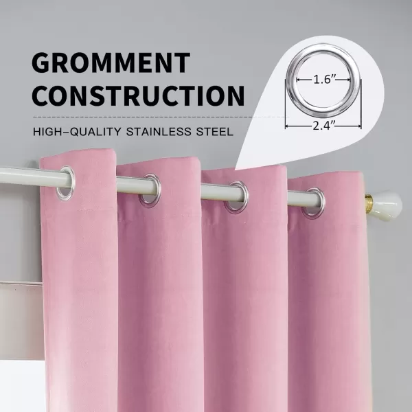 imageFY FIBER HOUSE 100 Blackout Curtains Summer Home Decoration Window Treatment Thermal Insulated Solid Grommet Velvet DraperiesDrape for Kitchen2 Panels42 by 84 InchPinkPink