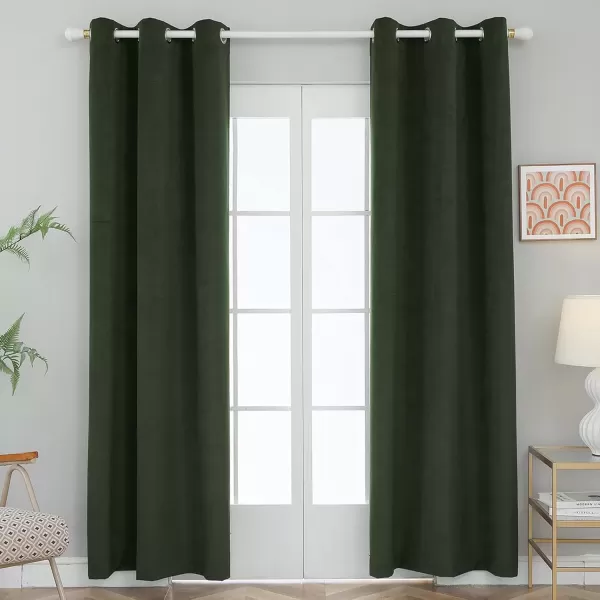 imageFY FIBER HOUSE 100 Blackout Curtains Summer Home Decoration Window Treatment Thermal Insulated Solid Grommet Velvet DraperiesDrape for Kitchen2 Panels42 by 84 InchPinkOlive Green