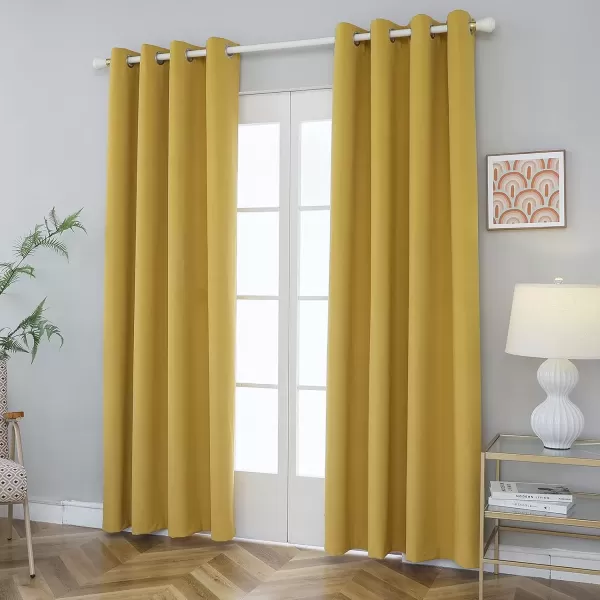imageFY FIBER HOUSE 100 Blackout Curtains Summer Home Decoration Window Treatment Thermal Insulated Solid Grommet Velvet DraperiesDrape for Kitchen2 Panels42 by 84 InchPinkYellow
