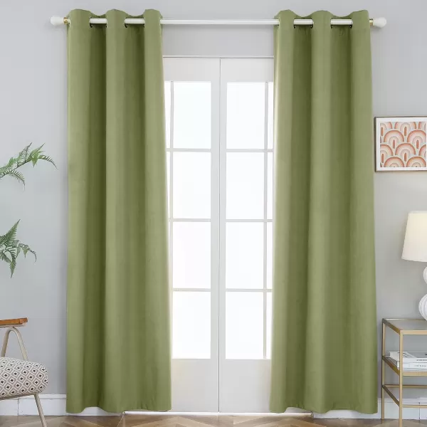 imageFY FIBER HOUSE 100 Blackout Curtains Summer Home Decoration Window Treatment Thermal Insulated Solid Grommet Velvet DraperiesDrape for Kitchen2 Panels42 by 84 InchPinkSage