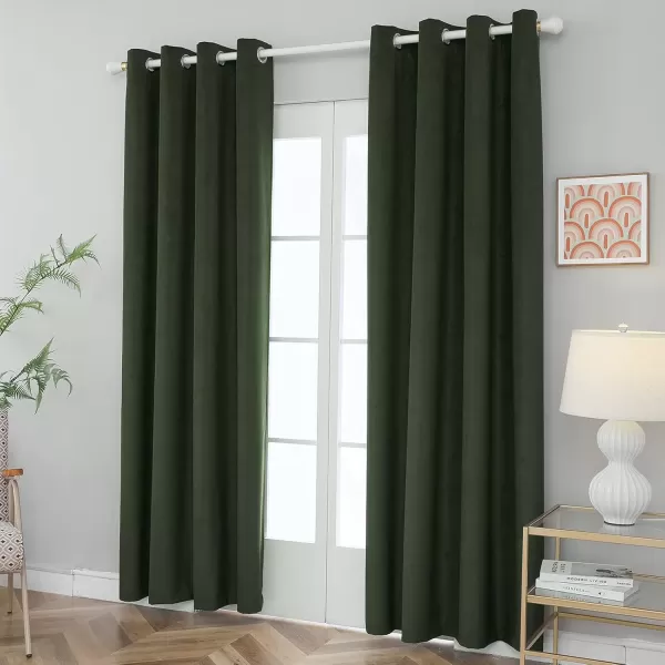 imageFY FIBER HOUSE 100 Blackout Curtains Summer Home Decoration Window Treatment Thermal Insulated Solid Grommet Velvet DraperiesDrape for Kitchen2 Panels42 by 84 InchPinkOlive Green