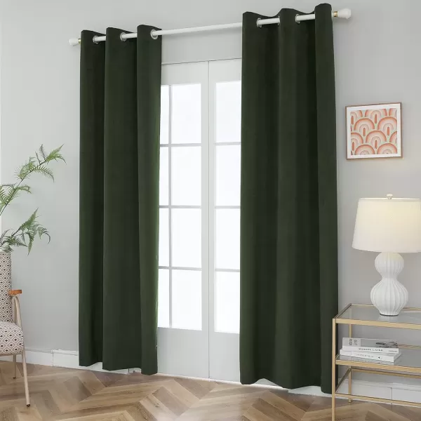 imageFY FIBER HOUSE 100 Blackout Curtains Summer Home Decoration Window Treatment Thermal Insulated Solid Grommet Velvet DraperiesDrape for Kitchen2 Panels42 by 84 InchPinkOlive Green