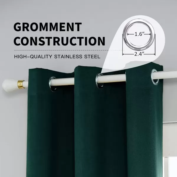 imageFY FIBER HOUSE 100 Blackout Curtains Summer Home Decoration Window Treatment Thermal Insulated Solid Grommet Velvet DraperiesDrape for Kitchen2 Panels42 by 84 InchPinkDark Green