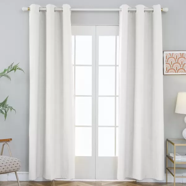 imageFY FIBER HOUSE 100 Blackout Curtains Summer Home Decoration Window Treatment Thermal Insulated Solid Grommet Velvet DraperiesDrape for Kitchen2 Panels42 by 84 InchPinkGrayish White