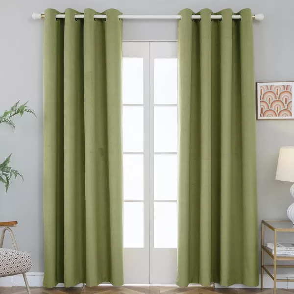 imageFY FIBER HOUSE 100 Blackout Curtains Summer Home Decoration Window Treatment Thermal Insulated Solid Grommet Velvet DraperiesDrape for Kitchen2 Panels42 by 84 InchPinkSage