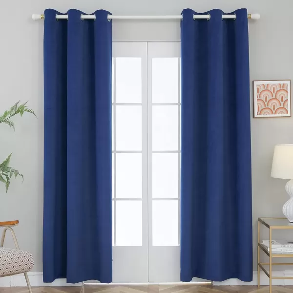 imageFY FIBER HOUSE 100 Blackout Curtains Summer Home Decoration Window Treatment Thermal Insulated Solid Grommet Velvet DraperiesDrape for Kitchen2 Panels42 by 84 InchPinkNavy
