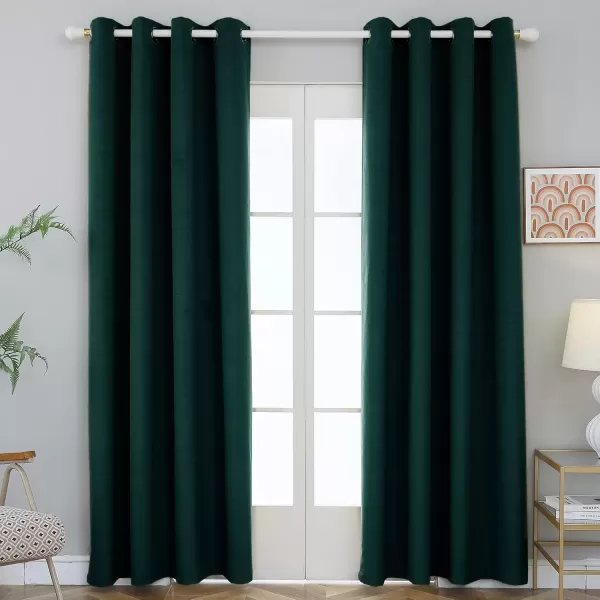 imageFY FIBER HOUSE 100 Blackout Curtains Summer Home Decoration Window Treatment Thermal Insulated Solid Grommet Velvet DraperiesDrape for Kitchen2 Panels42 by 84 InchPinkDark Green