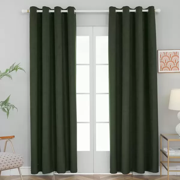 imageFY FIBER HOUSE 100 Blackout Curtains Summer Home Decoration Window Treatment Thermal Insulated Solid Grommet Velvet DraperiesDrape for Kitchen2 Panels42 by 84 InchPinkOlive Green