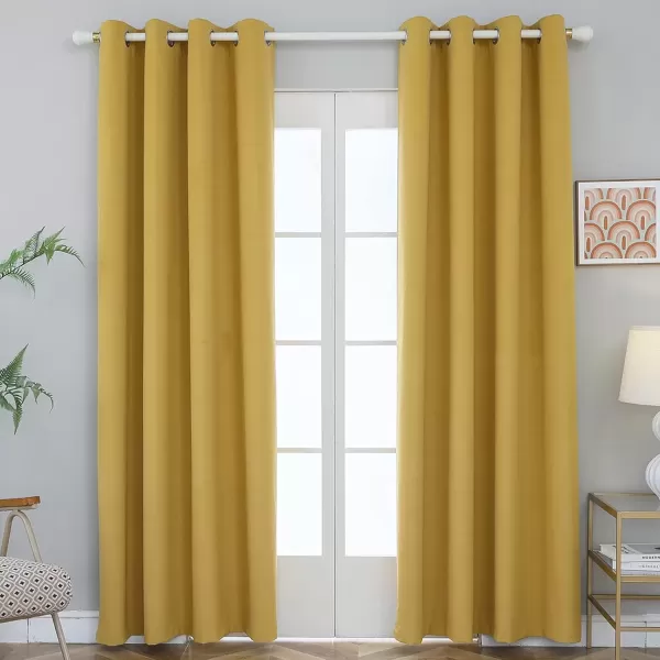 imageFY FIBER HOUSE 100 Blackout Curtains Summer Home Decoration Window Treatment Thermal Insulated Solid Grommet Velvet DraperiesDrape for Kitchen2 Panels42 by 84 InchPinkYellow