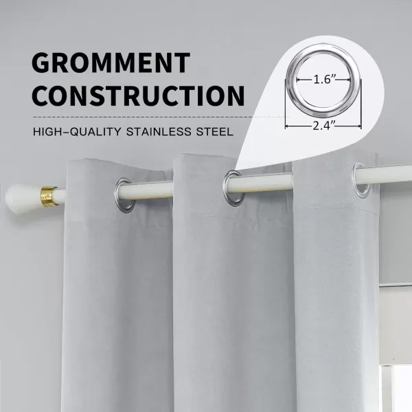 imageFY FIBER HOUSE 100 Blackout Curtains Summer Home Decoration Window Treatment Thermal Insulated Solid Grommet Velvet DraperiesDrape for Kitchen2 Panels42 by 84 InchPinkLight Grey
