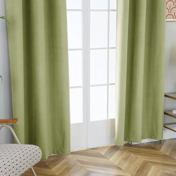 imageFY FIBER HOUSE 100 Blackout Curtains Summer Home Decoration Window Treatment Thermal Insulated Solid Grommet Velvet DraperiesDrape for Kitchen2 Panels42 by 84 InchPinkSage